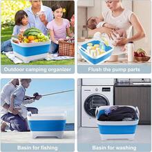 New 2.4 Gal(9L) Collapsible Dish Basin  Drain Plug, Space Saving Outdoor Multiuse Foldable Sink Tub, Dishpan,  Storage Tray For Camping, Vegetable Washing, RV (Sky Blue)