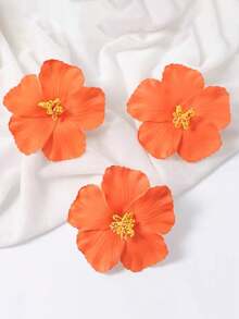 8 件/3 件套夏威夷花发夹，3.5 英寸人造花发夹，波西米亚风格芙蓉花发夹，适合度假、海滩、派对、夏季女孩热带花发饰、节日礼物，扁平爪夹 - 彩色 - 查看 7