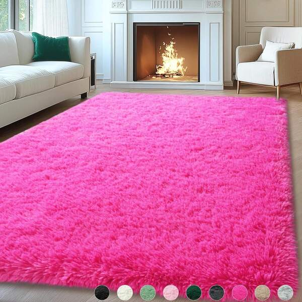 Tapis shaggy noir, ultra doux et moelleux – tapis douillet pour chambre, salon ou chambre d'enfant, antidérapant, accent moderne aux couleurs chics