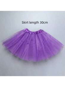 1 Piece 30cm Tutu, Mesh Princess Fluffy Skirt, Cosplay Skirt, Ballet Tutu Skirt, Birthday Party Cosplay Dress, Gauze Skirt, Halloween, Young Girl Solid Color Tutu Skirt, Mesh Fabric, Suitable For Casual And Stage Performance