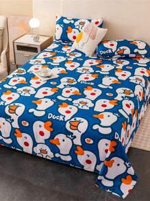 1pc Soft & Comfortable Bedsheet, Skin-Friendly Mattress Protector, Gift For Valentine's Day, Cartoon Love Geometric Pattern Bedsheet Set, Heart-Shaped Design Bedding Set, Home Decor, Fits Twin/Full/Queen/King Size Bed, Washable