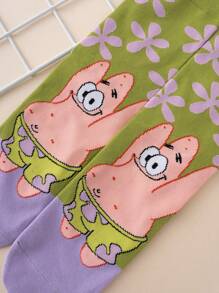 SPONGEBOB 1 Pair Unisex Interesting Personalized Cute Multicolor Jacquard SpongeBob SquarePants Cartoon Character Face Letter Floral Contrast Color Pattern Crew Socks, Sports Style, All Season, EU Size, Comfortable Breathable Durable, Vibrant Colors, Suitable For Daily Wear, Premium Fabric, Non-Sweaty