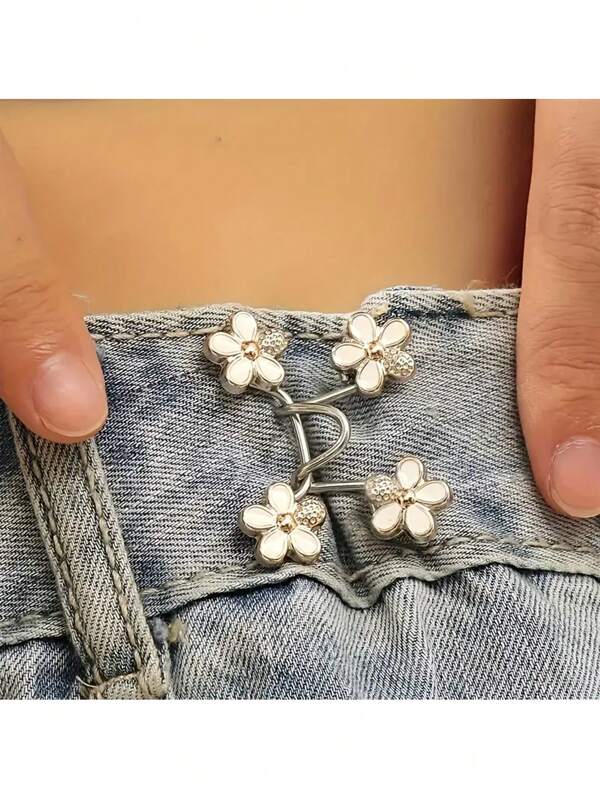 Nahtlose Blumen-Taillenbund Leggings - abnehmbare Schnalle, einfach zu befestigender Blumen-Taillenbund Raffstreifen - nahtlos abnehmbare Schnalle, weiß/schwarz, Nähzubehör und Webzubehör, Jeans Taille einstellbare Schnalle, geeignet für Jeans und Hosen