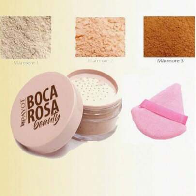 Pó Facial Boca Rosa + 1 esponjas de maquiagem para aplicação(cor aleatório) Hot Sale