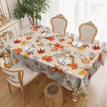 1 pezzo Tovaglia autunnale per il Ringraziamento, stampa vibrante di foglie d'acero, tessuto in poliestere con bordo in pizzo, misure 60"X60", 55"X70", 60"X86", adatta per interni ed esterni, stile campagnolo per cucina, sala da pranzo, regalo per il Ringraziamento, decorazione da tavolo quotidiana, lavabile in lavatrice - Multicolore - Visualizzare 16