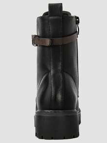 GLOBALWIN Women's Combat Boots Lace Up Boots For Women Ankle Booties For Women Low Heel Fall Boots Holiday Season - 黑色 - 查看 6