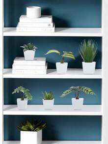 Nordic Minimalist Artificial Plants Set Of 6 With Ceramic Pots - Real Touch Faux Greenery For Desk/Shelf Decor, Low Maintenance Office & Home Styling (Ready-To-Display) - Multicolor - View 10