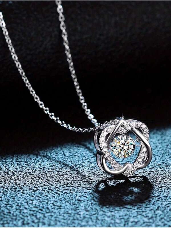 Elegante collar colgante con doble corazón brillante, joyas exquisitas con forma de corazón palpitante, regalo para mujeres