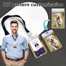 1 Customized Photo ID Badge Holder - Personalized Plastic Protective Case With Lanyard, Durable And Fashionable Accessory For Workplace, Suitable For Office Workers, Nurses, Teachers, Students