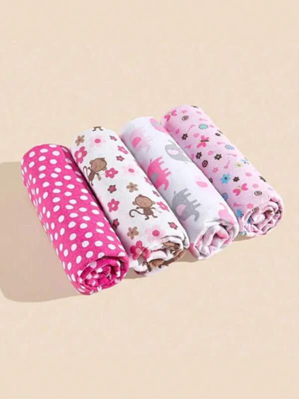 4 piezas Manta envolvente de bebé recién nacido para primavera, verano y otoño, manta de bebé con estampado de sábana de cama