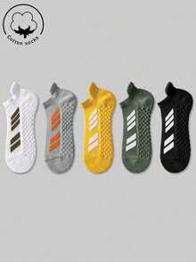 1/3/5 Pares de Meias Curtas Masculinas, Meias de Algodão, Meias Invisíveis, Meias Cinza, Meias de Outono/Inverno/Primavera/Outono/Verão, Respiráveis, Absorventes de Umidade, Esporte, Negócios, Lazer e Meias Sazonais - Multicolorido - Visão 7