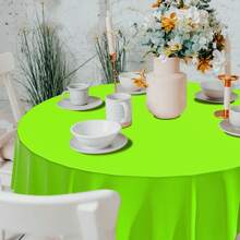 1件/6件/10件一次性圆形塑料桌布，防水防污，餐桌装饰，213厘米 - 彩色 - 查看 8