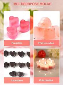1pc Pink Heart Shaped Silicone Ice Cube Tray, 3D Heart Ice Mold, Silicone, Non-Slip Edges, Easy Release, Heat & Cold Resistant, Suitable For Summer Drinks, Afternoon Tea, Gatherings, Summer Cooling, All Year Round