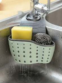 1pc Sink Hanging Drain Basket With Silicone Storage Box, Adjustable Shoulder Strap Drain Rack, Sponge Holder, Faucet Hanging Basket, Kitchen Storage Bag, Perfect For Storing Sponges And Rags In The Kitchen.