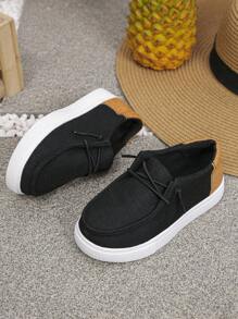 1 Pair Unisex Children Slip-On Comfortable Stitched Casual Flat Sports Shoes, Suitable For All Seasons