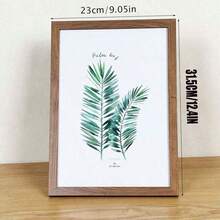 1pc Random Pattern Photo Paper Inside Wooden Picture Frame, Freestanding & Hanging Wall Art, A4 Size - Brown - View 7