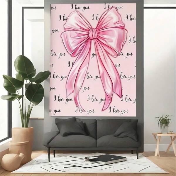 1pc Ladies' Pink Cute Bow Posters Decoration,High Quality Picture Aesthetic Wall Arts, Modern Popular Decorative Styles, Retro Canvas Art, Creative Posters For Living Room And Bedroom Decoration, Perfect Choice For Holiday Gifts