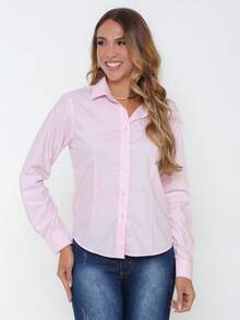 New Release Women's Formal Shirts, Simple Style, Shirts With Front Buttons - Màu Hồng baby - Xem 1