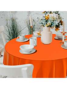 1件/6件/10件一次性圆形塑料桌布，防水防污，餐桌装饰，213厘米 - 彩色 - 查看 2