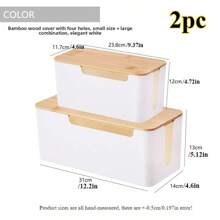 1pc Large Cable Management Box With Wooden Cable Cover, Includes 10pcs Ties And 2pcs Winders, Plastic 7-Hole And 4-Hole Adapter Plug Cable Concealer Box, Spacious Wire Organizer, Socket Protector Hidden Safely Under Desk Or Floor - Great For Home And Office, Gift For Friends, Boyfriend/Girlfriend, Mother's Day, Wedding