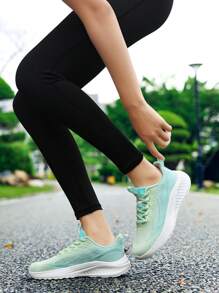 1 Pair Women's Knit Fabric Breathable Fashion Casual Versatile Lightweight Comfortable Non-Slip Soft Sole Running Shoes