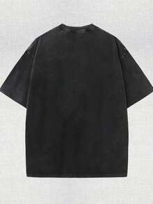 230g Double-Sided Water Wash, I Will Defend The World To Protect Your Printed T-Shirt, High-Quality Wax Printed Cotton Retro Fashion Brand T-Shirt, Men's T-Shirt, Beach Essential, Summer T-Shirt, Holiday Gift, Perfect Gift - 黑色 - 查看 2