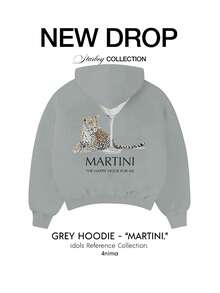 Hoodie "MARTINI" COLLECTION. Y2K Aesthetic hoodie. Streetwear - Gris - Ver 4