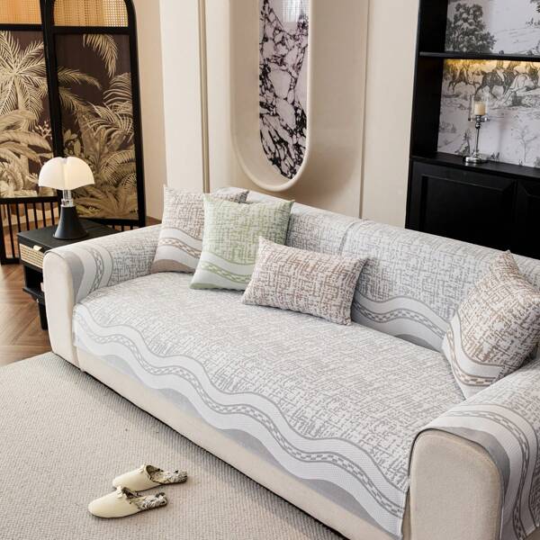 1pc Summer Minimalist Ice Silk Touch Cooling Anti-Slip Sofa Cover, Dust-Proof And Washable Sofa Protector Slipcover, Pet-Friendly Home Decor Suitable For 1/2/3/4 Seat Sofa In Bedroom, Office, Living Room