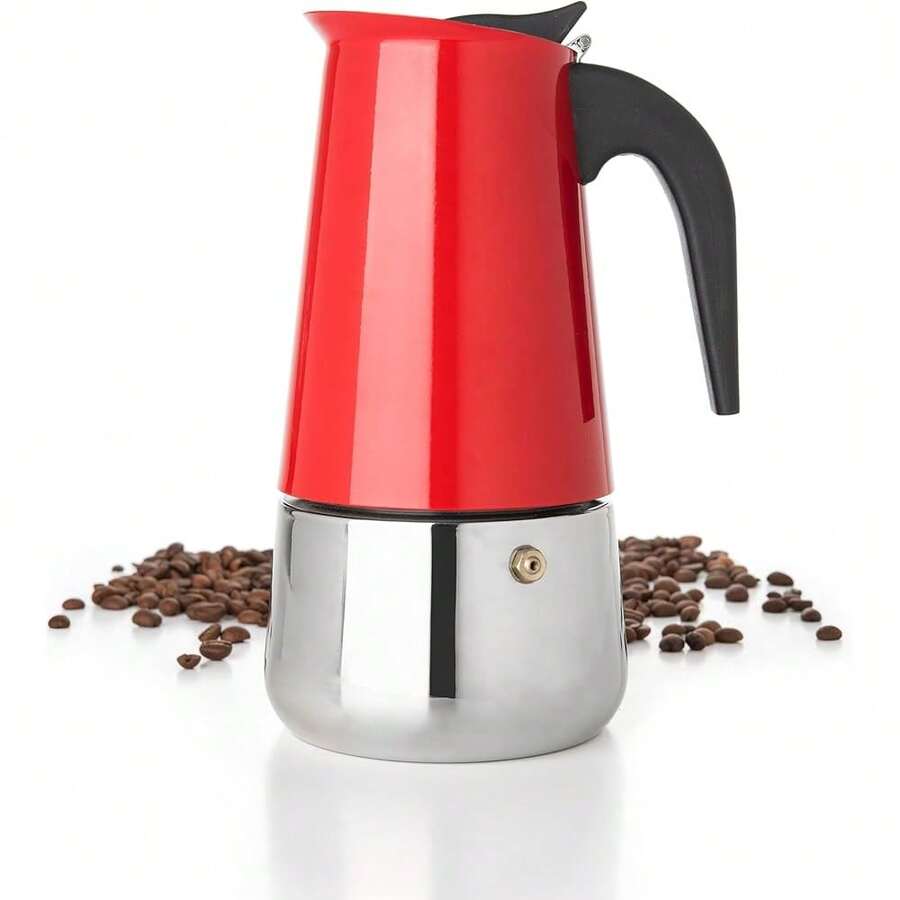 New 9 C Greca Stovetop Pr Maker 450ml/15oz, Moka Pot Cee Percolator Dign, Red Stainls Steel Stove Top Cee Maker For Camping Or Home Use, Italian Cee Maker Stovetop - 紅色9C - 查看 1