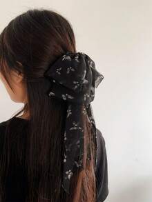 1 件女士优雅面料蝴蝶印花发夹蝴蝶结，马尾辫、发髻、沙滩、休闲装束发饰，波西米亚风格美容爪夹 - 彩色 - 查看 1