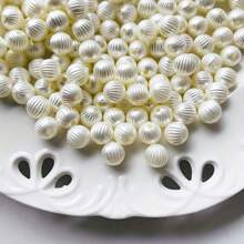 100 piezas de cuentas acrílicas sueltas en forma de linterna de color blanco crema perlado con diseño de sandía, para hacer joyas DIY