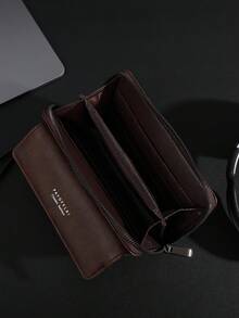 男士商务钱包长款双层PU皮扣男士银行卡夹拉链钱包男士钱包长款钱包腕带钱包 - 彩色 - 查看 6