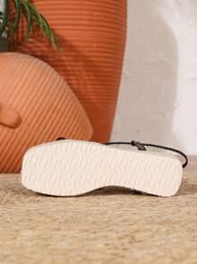 Sandalias planas para mujer con correa superior trenzada, punta cuadrada, detalle de cordones, elegantes y cómodas, pantuflas de interior