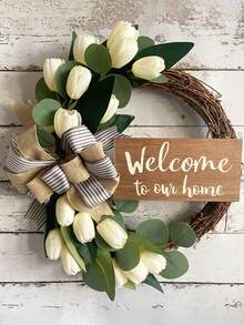 White Tulip Wreath, Home Decor - Multicolor - View 2