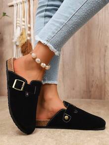 Boken Women's Slip-On Sandals With Thick Soles, Closed Toe, Casual Mule Shoes, Spring 2024 New Arrivals - Black - View 5