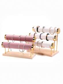1pc Black, Green, White, Beige, Gray, Pink Solid Wood Suede Metal Jewelry Rack Bracelet Display Rack Bracelet Display Rack Jewelry Display Rack Jewelry Display Rack For Women Storage Organizer Travel Essentials Gift Back To School
