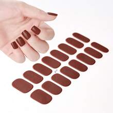 16 pièces de bandes d'ongles en gel nude, autocollantes semi-durcies couvrant tout l'ongle, nécessitent un durcissement à la lampe, tiennent 14 jours, effet paillettes, fournitures de nail art pour dames, faciles à utiliser, accessoires pour ongles