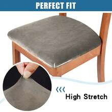 Velvet Cushion Covers Washable Seat Cushion Slipcover Dining Room For Hotel, Ceremony, Banquet Wedding Party (Velvet Black,1/4/6Pcs),Velvet Seat Covers For Dining Room Chair Set Of 1/4/6Pcs, Stretch Fit Removable Washable Chair Seat Cushion Protector Slipcovers With Ties,Velvet Stretch Chair Seat Covers, Soft Thick Solid Luxury Dining Chair Slipcover Stretchable Chair Seat Protector For Kitchen, Hotel - Solid Color - View 8