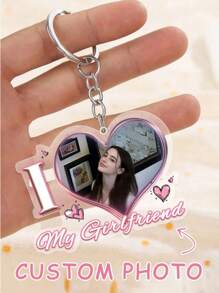 2pcs Customized Couple Photo Keychain, Personalized Acrylic Keychain Gift, Suitable For Valentine's Day, Wedding, Anniversary Celebration, Birthday Gift For Boyfriend/Girlfriend