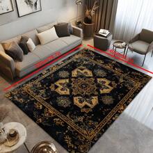 1pc Vintage Bohemian Style Rug, Antique Luxury European & American Distressed Rectangle Soft Non-Slip Area Carpet, Suitable For Outdoor, Entrance, Living Room, Bedroom, Laundry Room, Bathroom, Game Room, Machine Washable 4 Seasons Decorative Mat, Home Decor Gifts Birthday Graduation