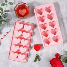 1pc Pink Heart Shaped Silicone Ice Cube Tray, 3D Heart Ice Mold, Silicone, Non-Slip Edges, Easy Release, Heat & Cold Resistant, Suitable For Summer Drinks, Afternoon Tea, Gatherings, Summer Cooling, All Year Round