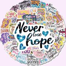 100 Stücke Motivations-Zitate Aufkleber, cartoonartige inspirierende Aufkleber, selbstklebend und wiederverwendbar, matte Oberfläche, geeignet für Laptops, Gitarren, Gepäck, Skateboards usw. Schulmaterial, Schulanfang