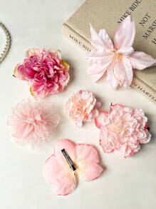 6 pièces Épingle à cheveux à fleurs artificielles de la série rose douce pour femmes, accessoire de coiffure de style Mori pour la mode, clips pour franges latérales, épingles à cheveux haut de gamme à fleurs convenant à un usage quotidien, accessoire capillaire, accessoire d'été, voyage, pinces à cheveux, barrette, pinces à cheveux