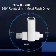 1/ 2pcs 512GB Type-C Flash Drive 2-In-1 USB & USB-C High-Speed Memory Stick, Zinc Alloy 360° Rotation Portable Thumb Drive For Android Phones, , PC, Tablets, Portable Storage | Modern Thumb Drive | Highspeed Performance - 1 CÁI - Xem 3