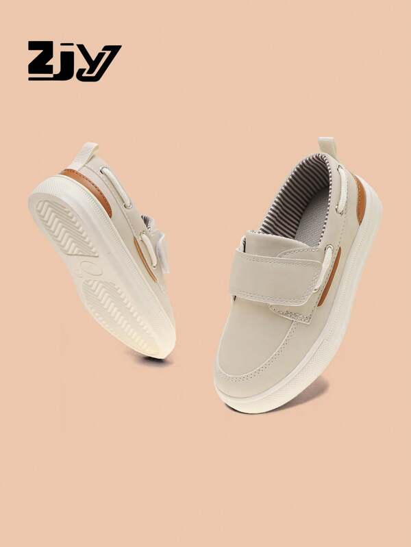 New Spring/Summer/Autumn Children's British Style Hook And Loop Student Anti-Slip Wear-Resistant Shoelace Slip-On Soft Bottom Breathable Comfortable Casual Loafers