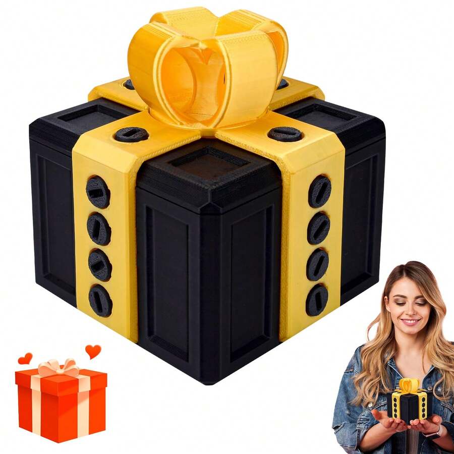 Pipihome 8CM 扭扭收纳烦人礼品盒，3D 印花恶作剧礼品盒，新奇礼品包装盒，金钱拼图礼品盒，适用于现金礼品，情人节、复活节、生日礼物