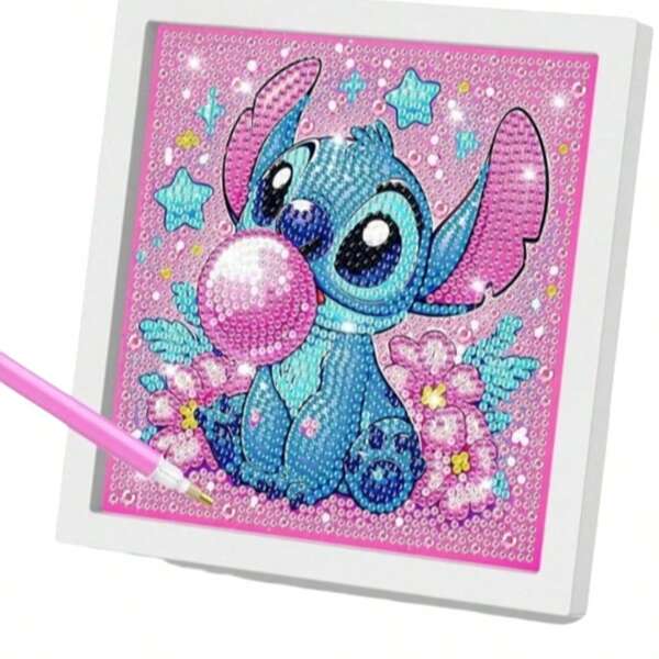 Disney Pintura de diamantes de Stitch de Disney, obra de arte DIY, regalo de cumpleaños para niños (color y estilo aleatorios)