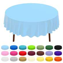 1件/6件/10件一次性圆形塑料桌布，防水防污，餐桌装饰，213厘米 - 彩色 - 查看 19