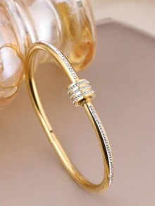 3pcs Fashion Cubic Zirconia Inlaid Stainless Steel Bracelet For Women, Suitable For Daily Wear, Mother's Day Gift, Party Anniversary Present - Diamond Style - View 8