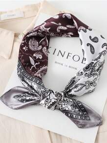 1pc Men's Fashion Versatile Paisley Printed 60cm Silk-Like Neckerchief